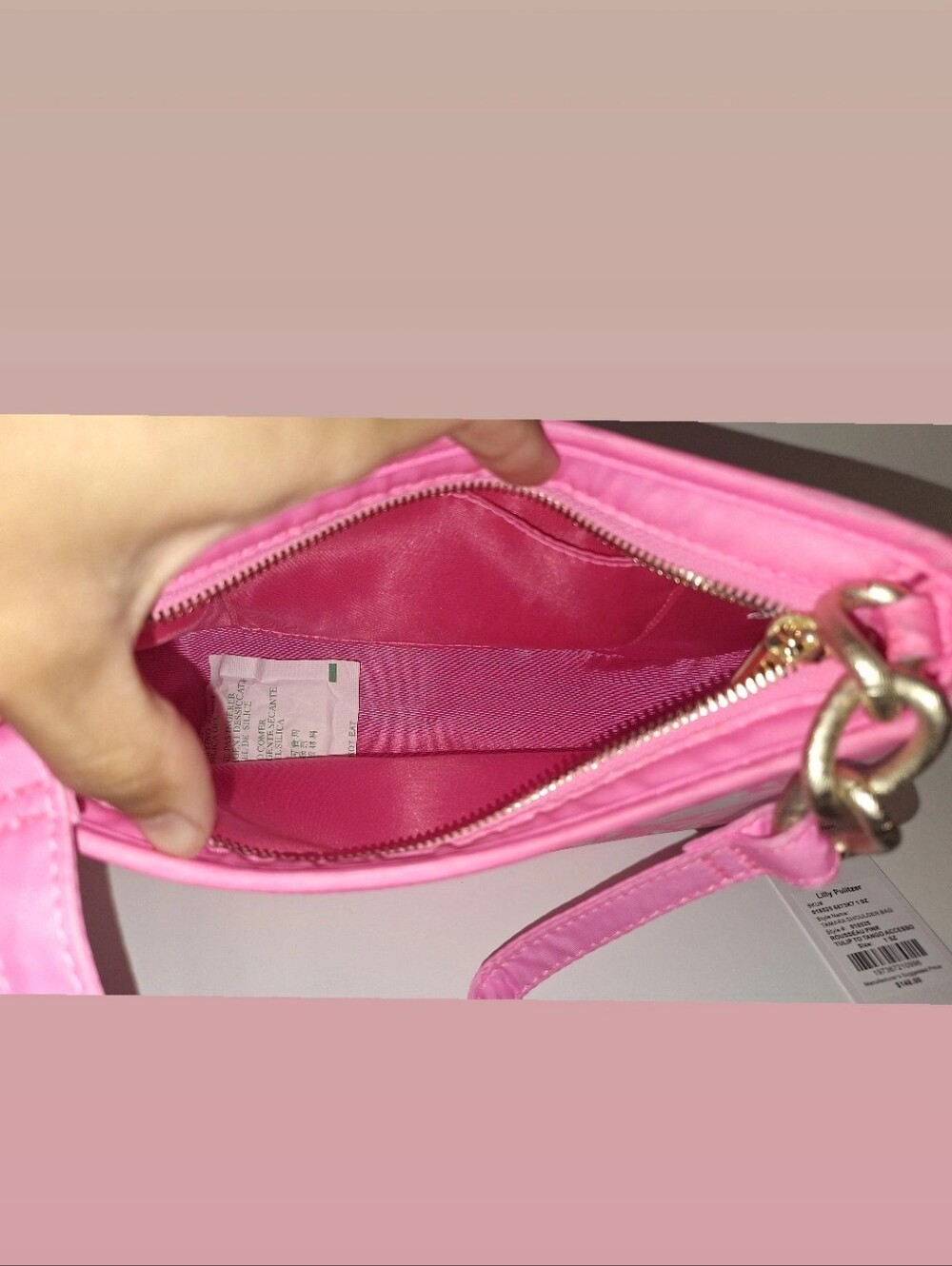 Lily Pulitzer Tamara Pink & White Floral Shoulder Bag NWT - Picture 5 of 5